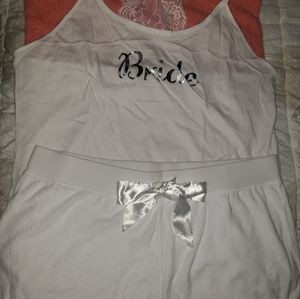 White &Silver Bridal tank and shorts